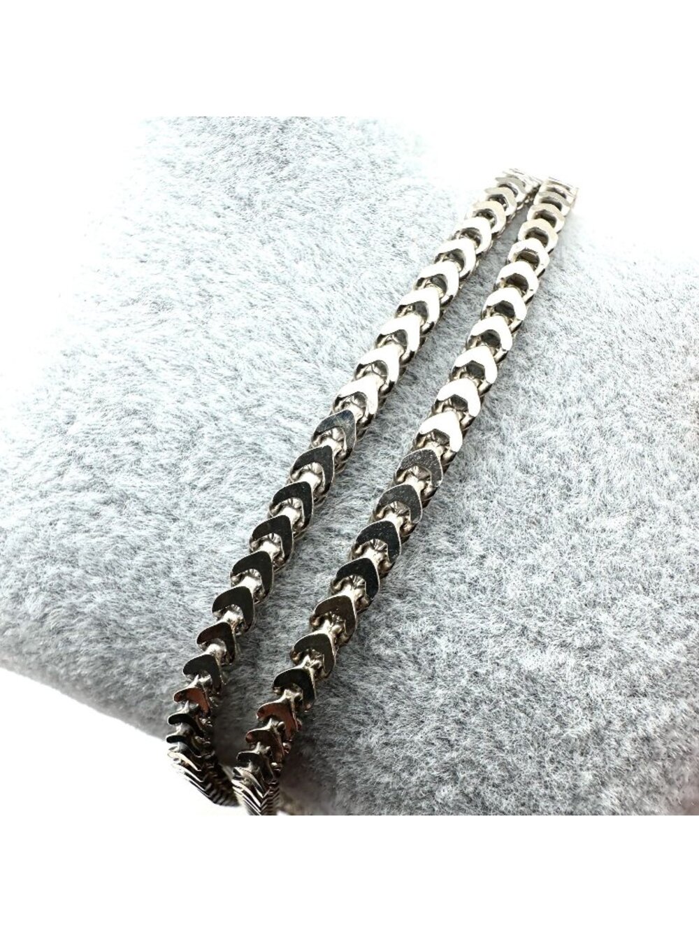 Italy Sterling Silver Chevron Link Chain Necklace 21 Inch